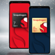 A photo of the two Snapdragon logos on top of two undescriptive phones